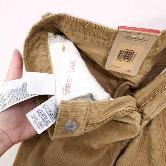 Levi’s Corduroy 314 Shaping Straight Pants Womens 27x30 Gold Brown Mid Rise - Picture 13 of 14